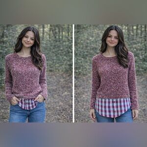 Wonderland By Orange | Maroon Plaid Sweater